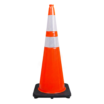 36" Performance Orange Traffic Cone, 10lbs Black Base & HIP Reflective Bands
