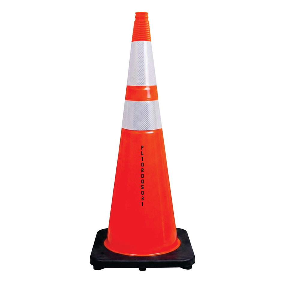 36" Elite Florida Traffic Cone, 12lbs Black Base & 3M™ Type IV Reflective Bands
