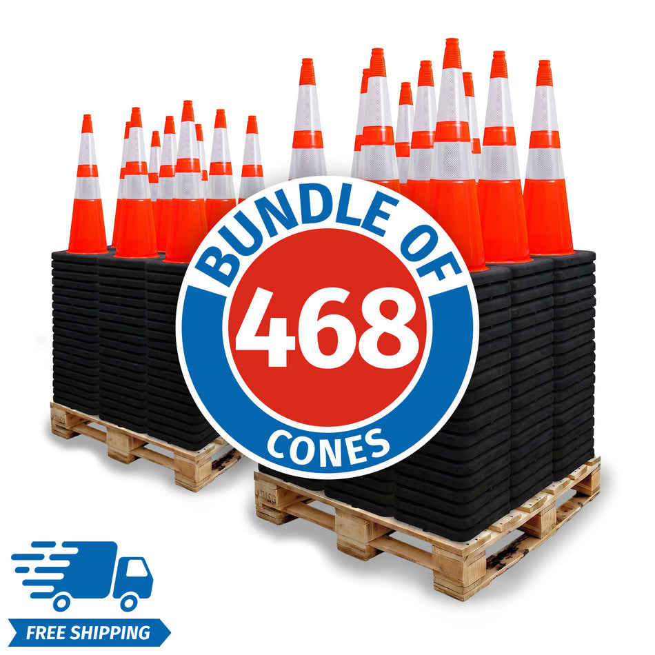 2 Pallet Bundle - 36" Orange Traffic Cone - Black Base, 10 lbs