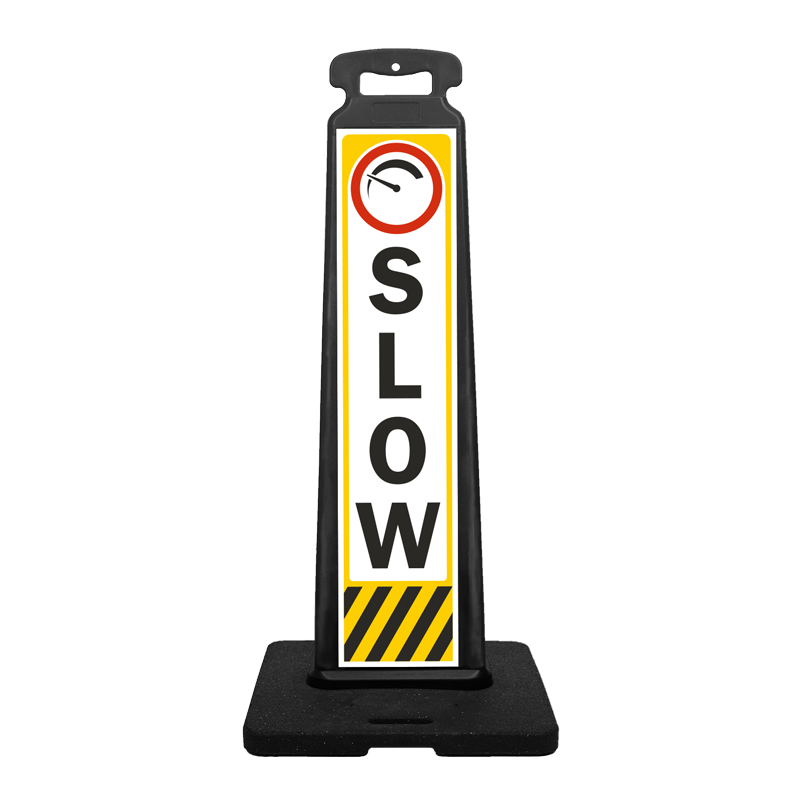 Traffic Vertical Panel Sign - SLOW (With Meter Image)